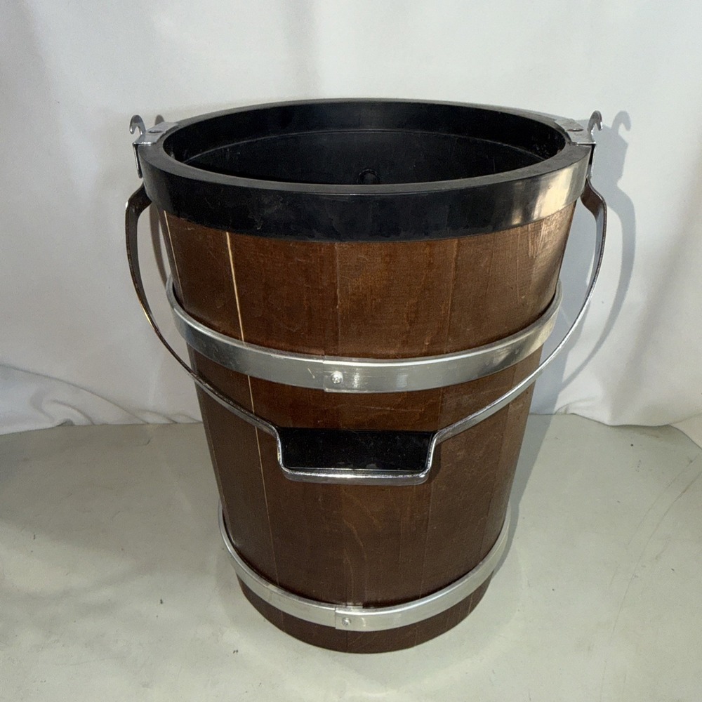 Vintage 2 GAL Insulated Wooden Bucket For Ice Cream Or Ice
